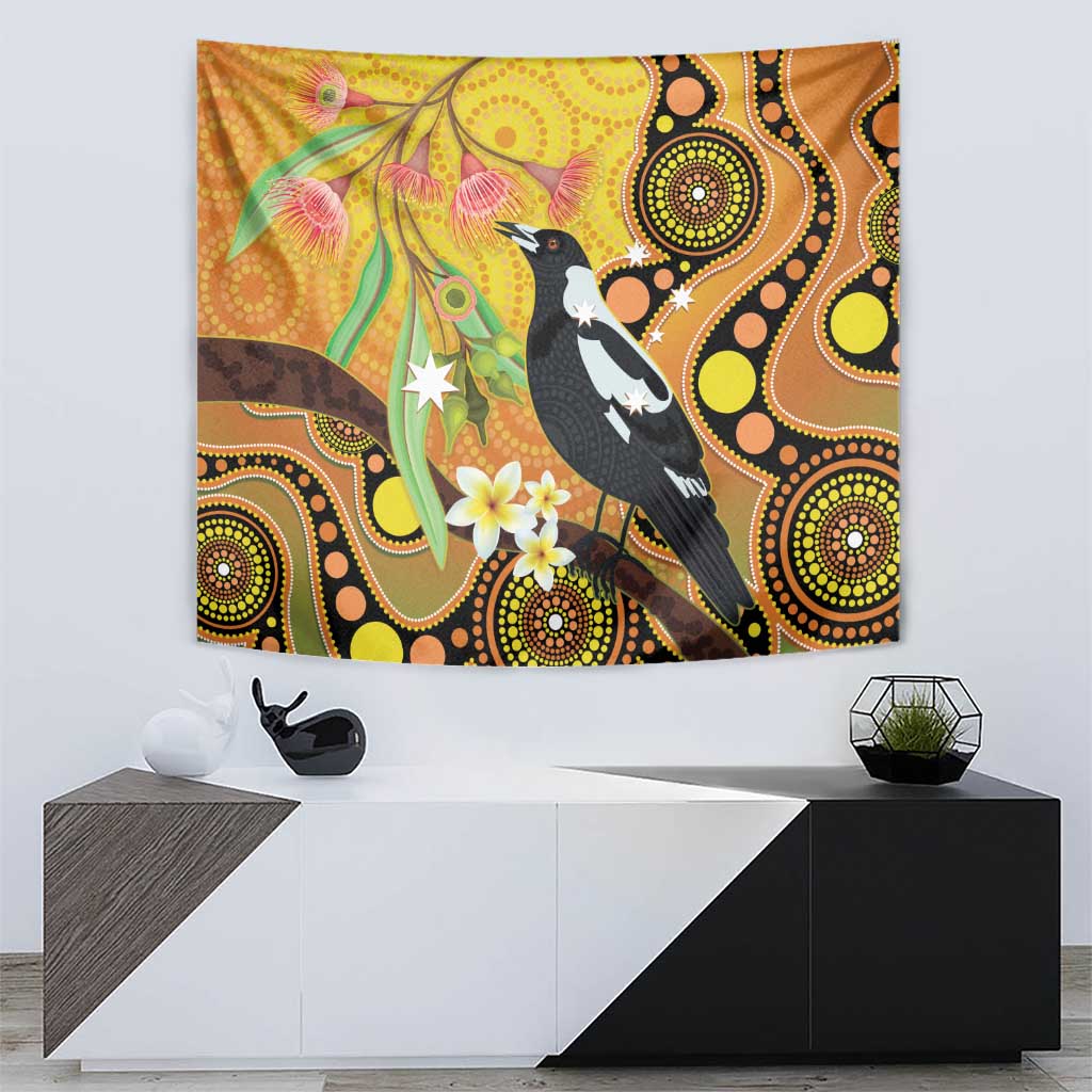 Australia Eucalyptus Flower And Magpie Tapestry Aboriginal Art