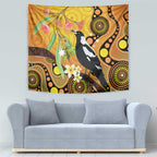 Australia Eucalyptus Flower And Magpie Tapestry Aboriginal Art