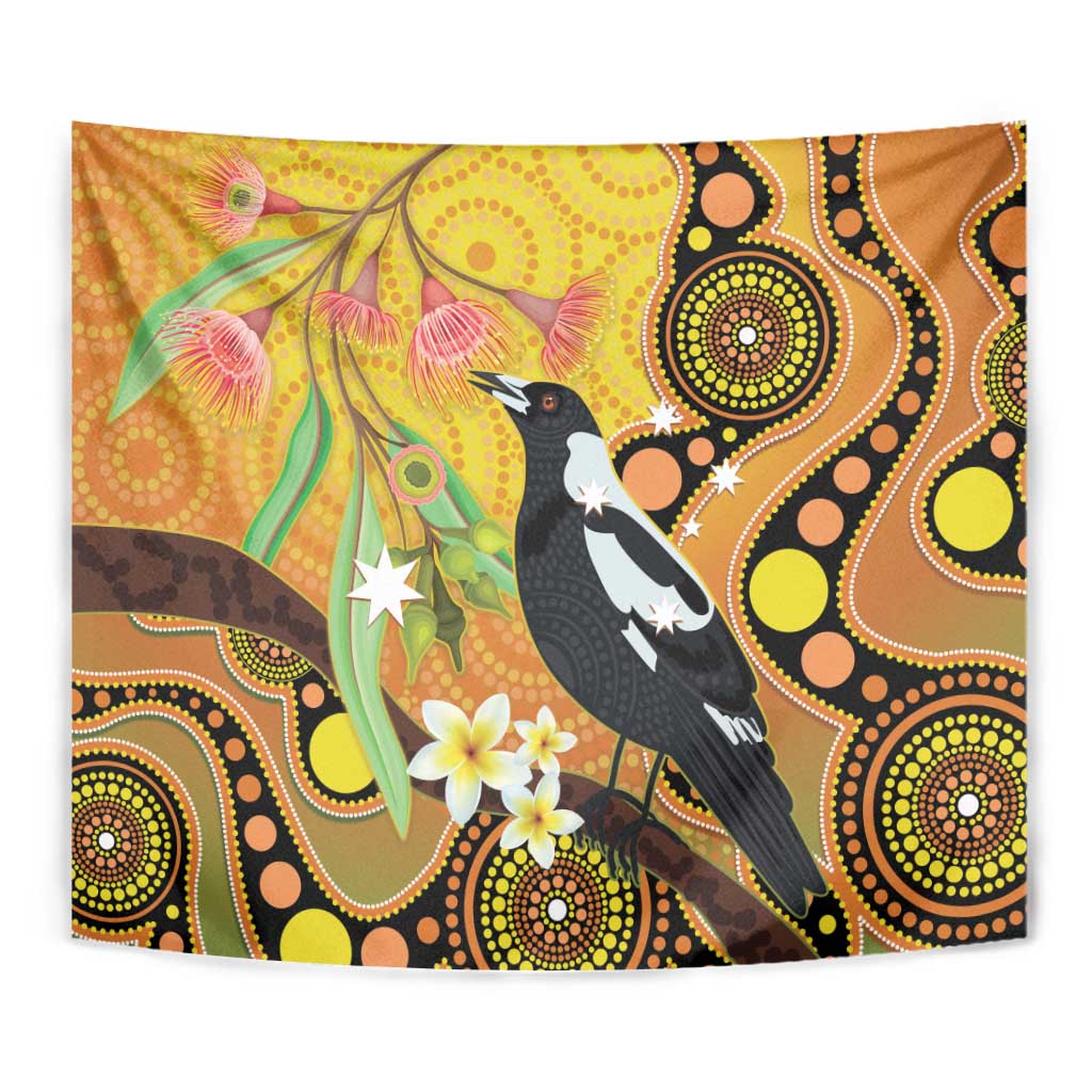 Australia Eucalyptus Flower And Magpie Tapestry Aboriginal Art