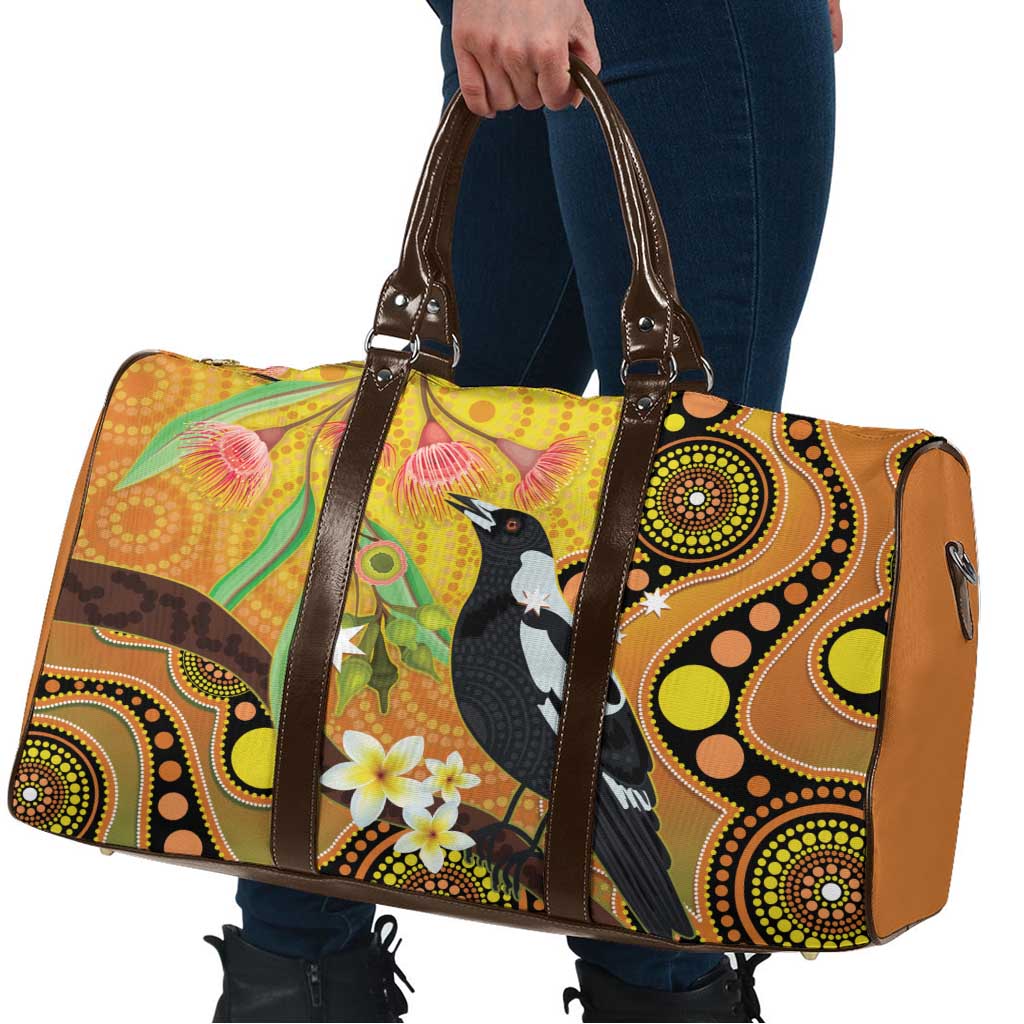 Australia Eucalyptus Flower And Magpie Travel Bag Aboriginal Art - Aussie Hoodie