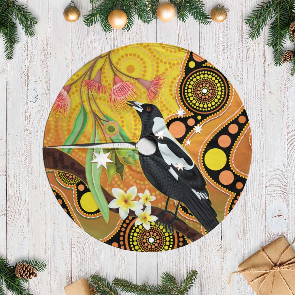 Australia Eucalyptus Flower And Magpie Tree Skirt Aboriginal Art - Aussie Hoodie