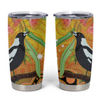 Australia Eucalyptus Flower And Magpie Tumbler Cup Aboriginal Art