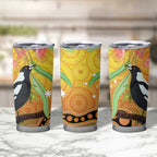 Australia Eucalyptus Flower And Magpie Tumbler Cup Aboriginal Art
