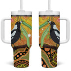 Australia Eucalyptus Flower And Magpie Tumbler With Handle Aboriginal Art