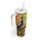 Australia Eucalyptus Flower And Magpie Tumbler With Handle Aboriginal Art