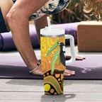 Australia Eucalyptus Flower And Magpie Tumbler With Handle Aboriginal Art