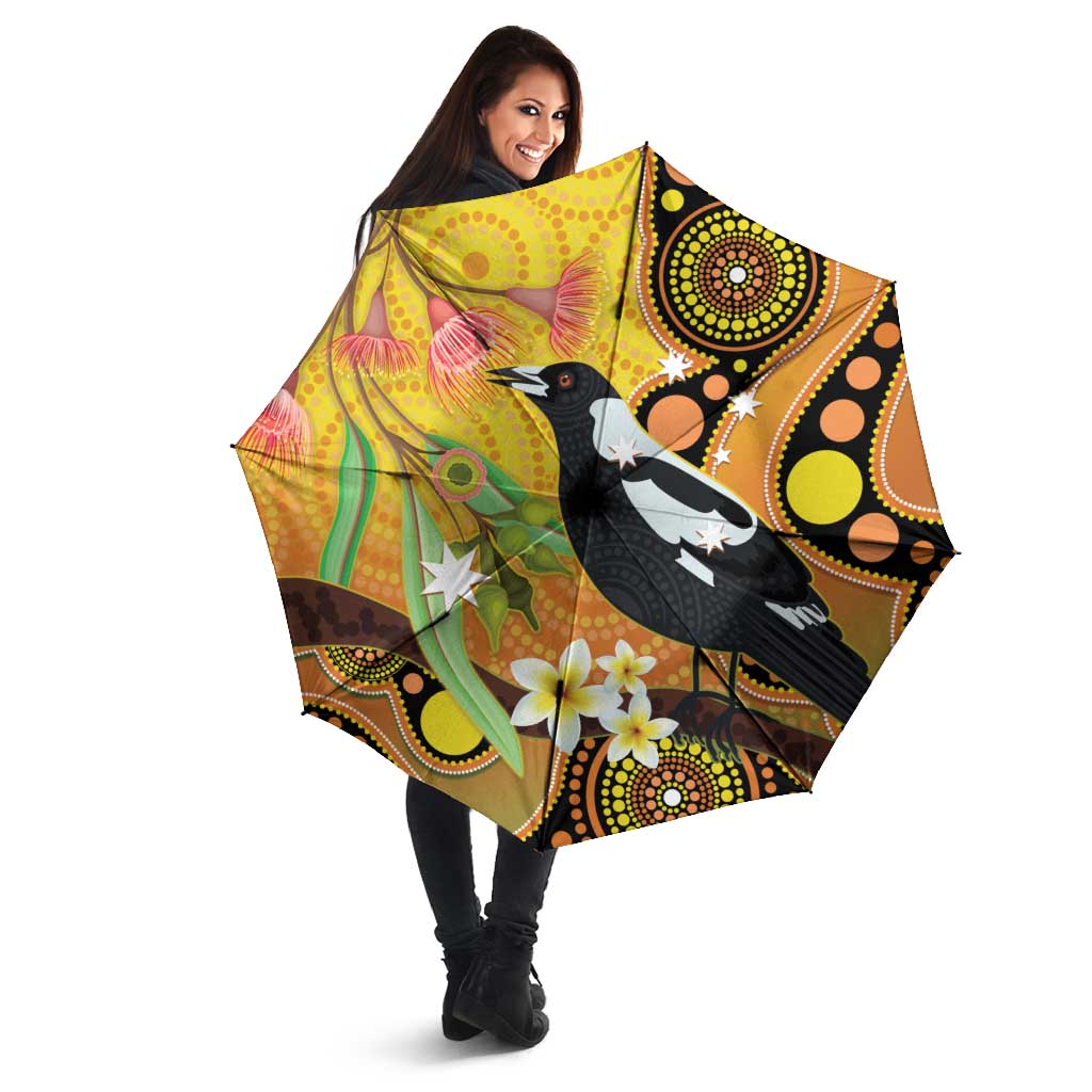 Australia Eucalyptus Flower And Magpie Umbrella Aboriginal Art - Aussie Hoodie
