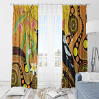 Australia Eucalyptus Flower And Magpie Window Curtain Aboriginal Art