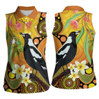 Australia Eucalyptus Flower And Magpie Women Sleeveless Polo Shirt Aboriginal Art