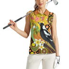 Australia Eucalyptus Flower And Magpie Women Sleeveless Polo Shirt Aboriginal Art