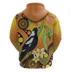 Australia Eucalyptus Flower And Magpie Zip Hoodie Aboriginal Art