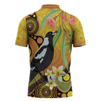 Australia Eucalyptus Flower And Magpie Zipper Polo Shirt Aboriginal Art - Aussie Hoodie