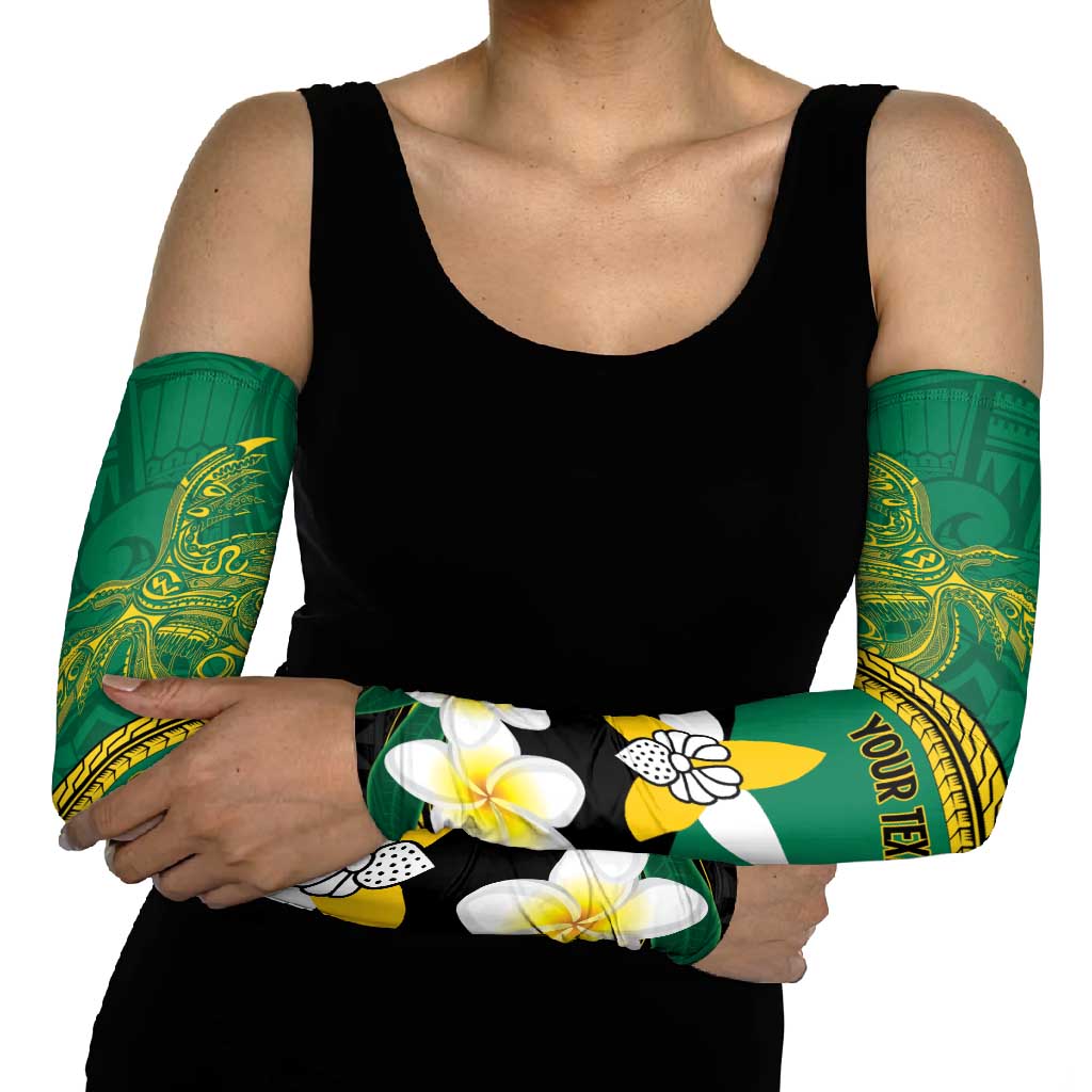 Personalised PNG Enga Provins Arm Sleeves Papua New Guinea Plumeria Melanesian Pattern - Aussie Hoodie
