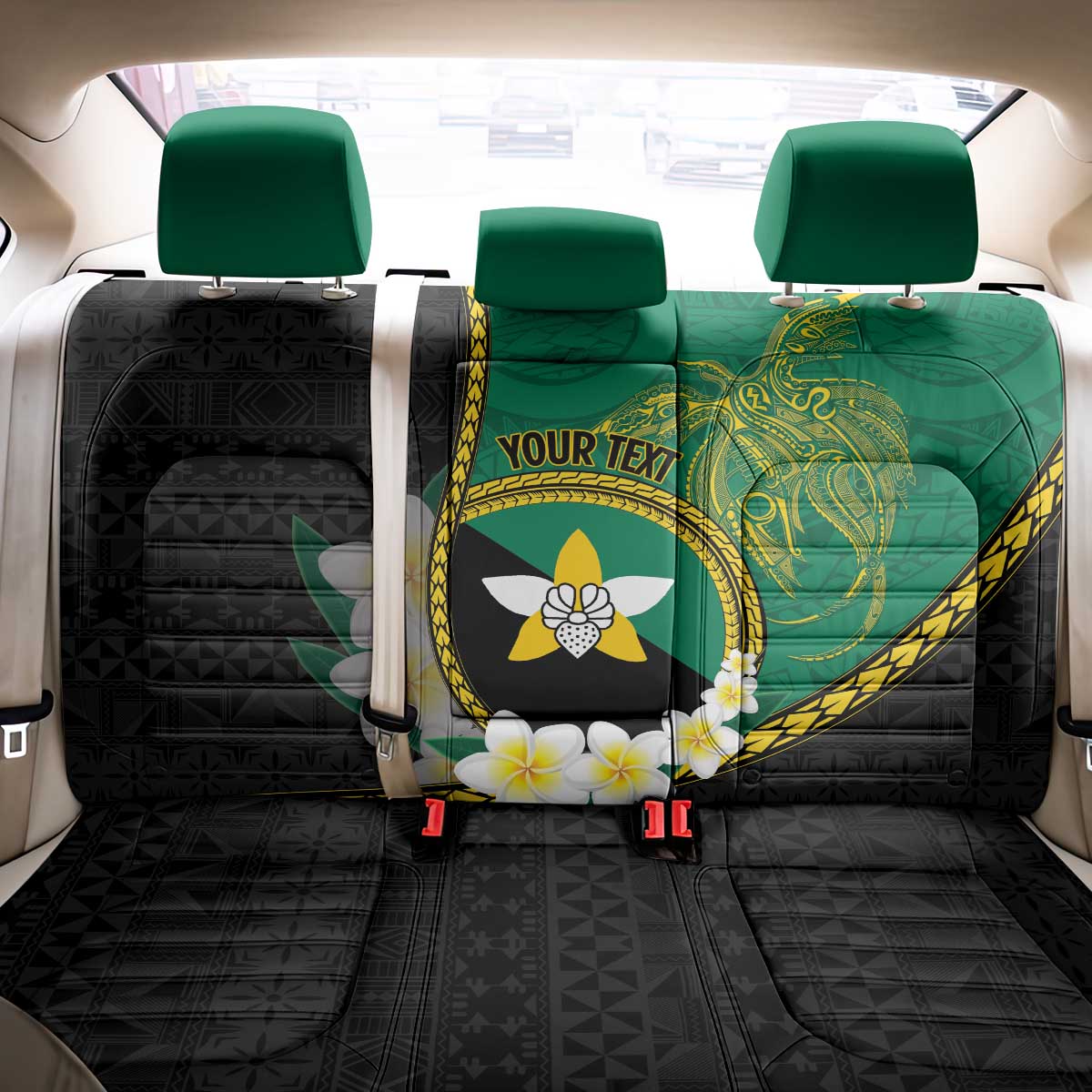 Personalised PNG Enga Provins Back Car Seat Cover Papua New Guinea Plumeria Melanesian Pattern - Aussie Hoodie