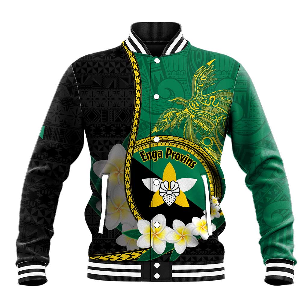 Personalised PNG Enga Provins Baseball Jacket Papua New Guinea Plumeria Melanesian Pattern - Aussie Hoodie