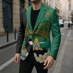 Personalised PNG Enga Provins Blazer Papua New Guinea Plumeria Melanesian Pattern - Aussie Hoodie