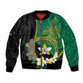 Personalised PNG Enga Provins Bomber Jacket Papua New Guinea Plumeria Melanesian Pattern - Aussie Hoodie