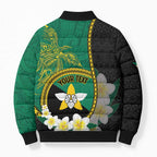 Personalised PNG Enga Provins Bomber Puffer Jacket Papua New Guinea Plumeria Melanesian Pattern - Aussie Hoodie