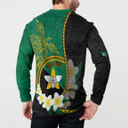 Personalised PNG Enga Provins Button Sweatshirt Papua New Guinea Plumeria Melanesian Pattern - Aussie Hoodie