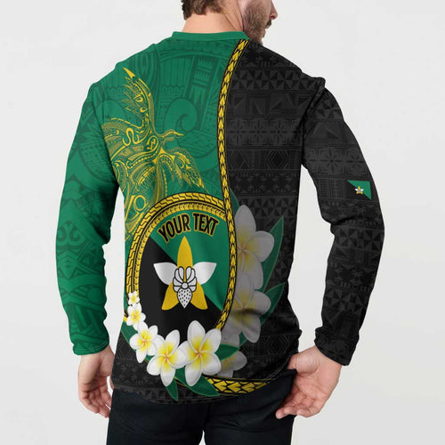 Personalised PNG Enga Provins Button Sweatshirt Papua New Guinea Plumeria Melanesian Pattern - Aussie Hoodie