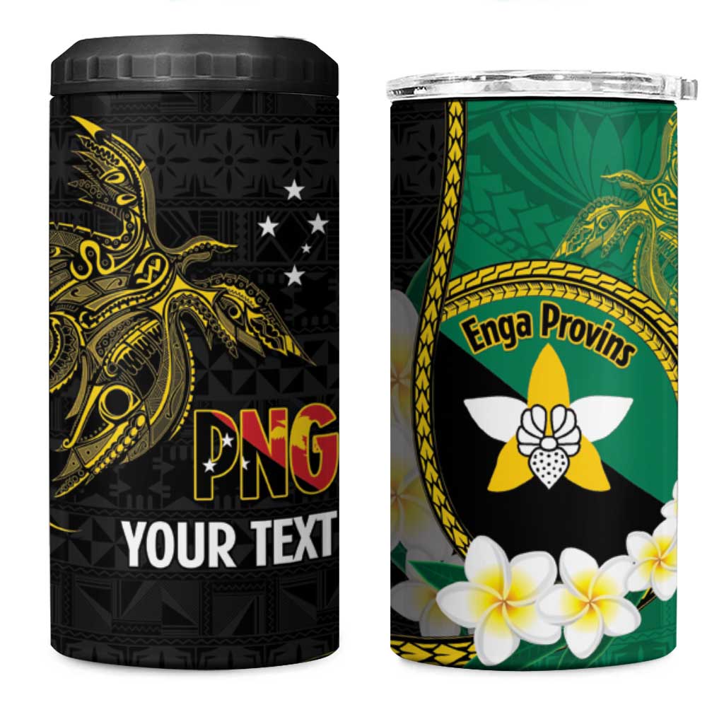 Personalised PNG Enga Provins 4 in 1 Can Cooler Tumbler Papua New Guinea Plumeria Melanesian Pattern - Aussie Hoodie
