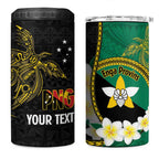 Personalised PNG Enga Provins 4 in 1 Can Cooler Tumbler Papua New Guinea Plumeria Melanesian Pattern - Aussie Hoodie