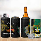 Personalised PNG Enga Provins 4 in 1 Can Cooler Tumbler Papua New Guinea Plumeria Melanesian Pattern - Aussie Hoodie