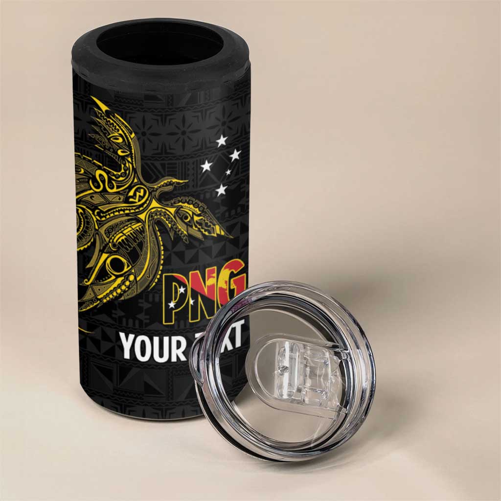 Personalised PNG Enga Provins 4 in 1 Can Cooler Tumbler Papua New Guinea Plumeria Melanesian Pattern - Aussie Hoodie