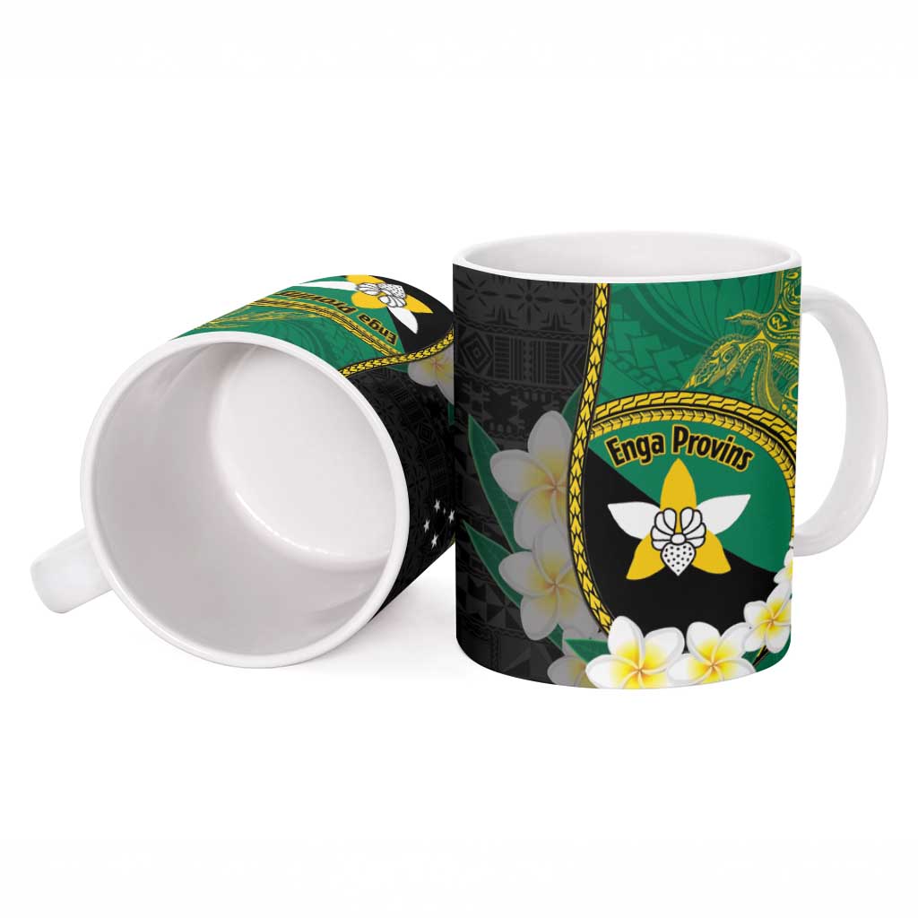 Personalised PNG Enga Provins Ceramic Mug Papua New Guinea Plumeria Melanesian Pattern - Aussie Hoodie
