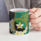 Personalised PNG Enga Provins Ceramic Mug Papua New Guinea Plumeria Melanesian Pattern - Aussie Hoodie