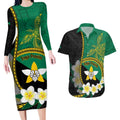 Personalised PNG Enga Provins Couples Matching Long Sleeve Bodycon Dress and Hawaiian Shirt Papua New Guinea Plumeria Melanesian Pattern - Aussie Hoodie