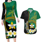 Personalised PNG Enga Provins Couples Matching Long Sleeve Bodycon Dress and Hawaiian Shirt Papua New Guinea Plumeria Melanesian Pattern - Aussie Hoodie