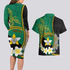 Personalised PNG Enga Provins Couples Matching Long Sleeve Bodycon Dress and Hawaiian Shirt Papua New Guinea Plumeria Melanesian Pattern - Aussie Hoodie