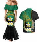 Personalised PNG Enga Provins Couples Matching Mermaid Dress and Hawaiian Shirt Papua New Guinea Plumeria Melanesian Pattern - Aussie Hoodie