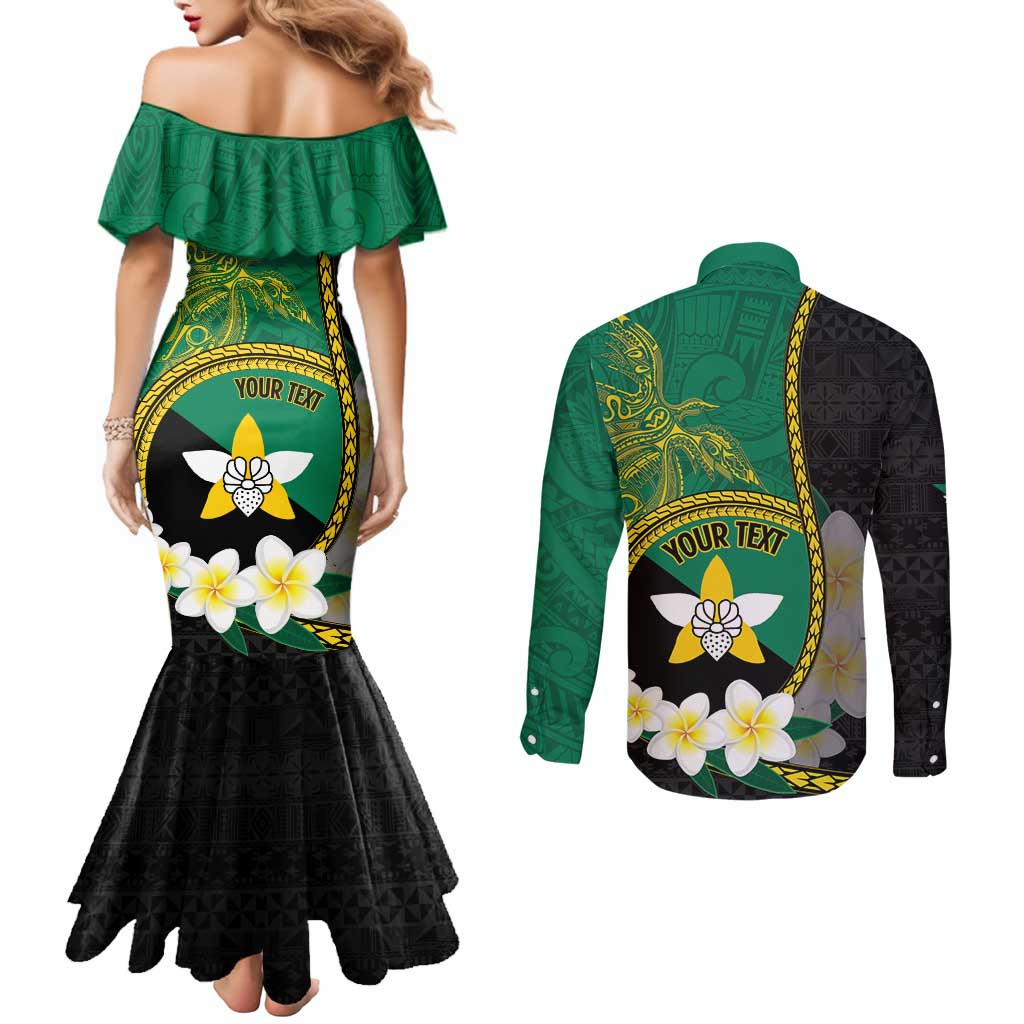 Personalised PNG Enga Provins Couples Matching Mermaid Dress and Long Sleeve Button Shirt Papua New Guinea Plumeria Melanesian Pattern - Aussie Hoodie