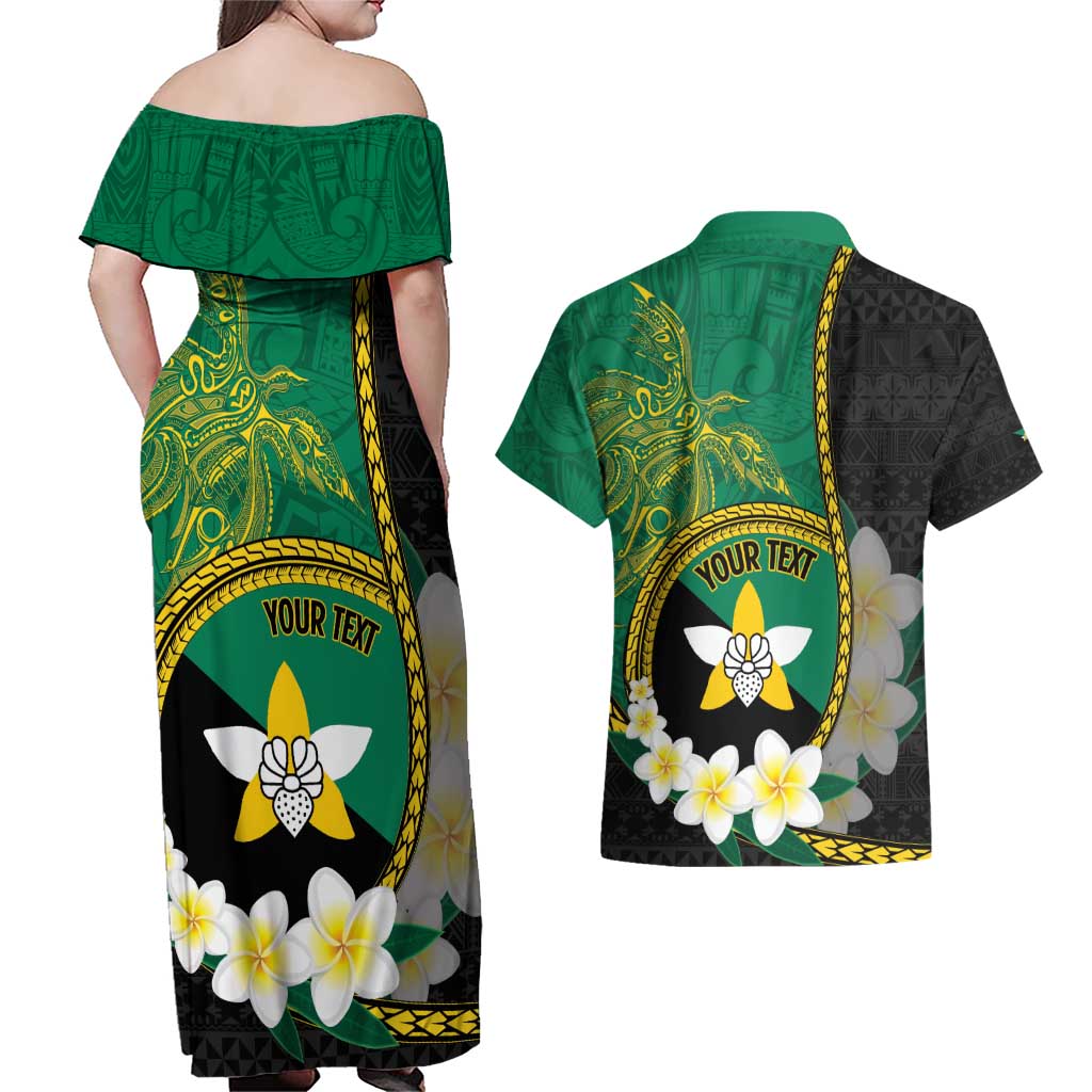 Personalised PNG Enga Provins Couples Matching Off Shoulder Maxi Dress and Hawaiian Shirt Papua New Guinea Plumeria Melanesian Pattern - Aussie Hoodie