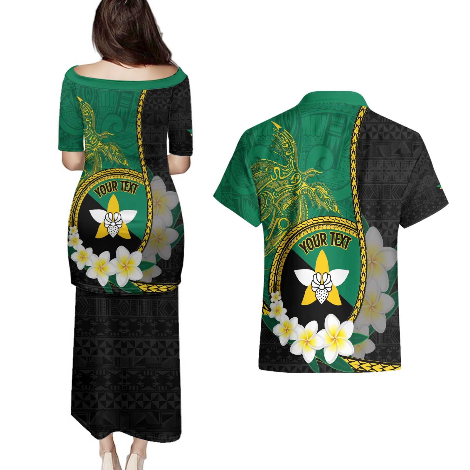 Personalised PNG Enga Provins Couples Matching Puletasi and Hawaiian Shirt Papua New Guinea Plumeria Melanesian Pattern - Aussie Hoodie