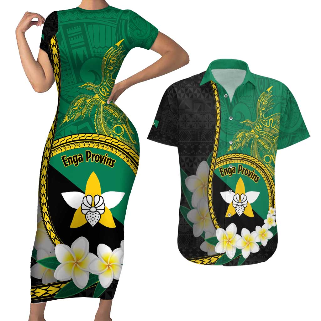 Personalised PNG Enga Provins Couples Matching Short Sleeve Bodycon Dress and Hawaiian Shirt Papua New Guinea Plumeria Melanesian Pattern - Aussie Hoodie