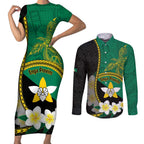 Personalised PNG Enga Provins Couples Matching Short Sleeve Bodycon Dress and Long Sleeve Button Shirt Papua New Guinea Plumeria Melanesian Pattern - Aussie Hoodie