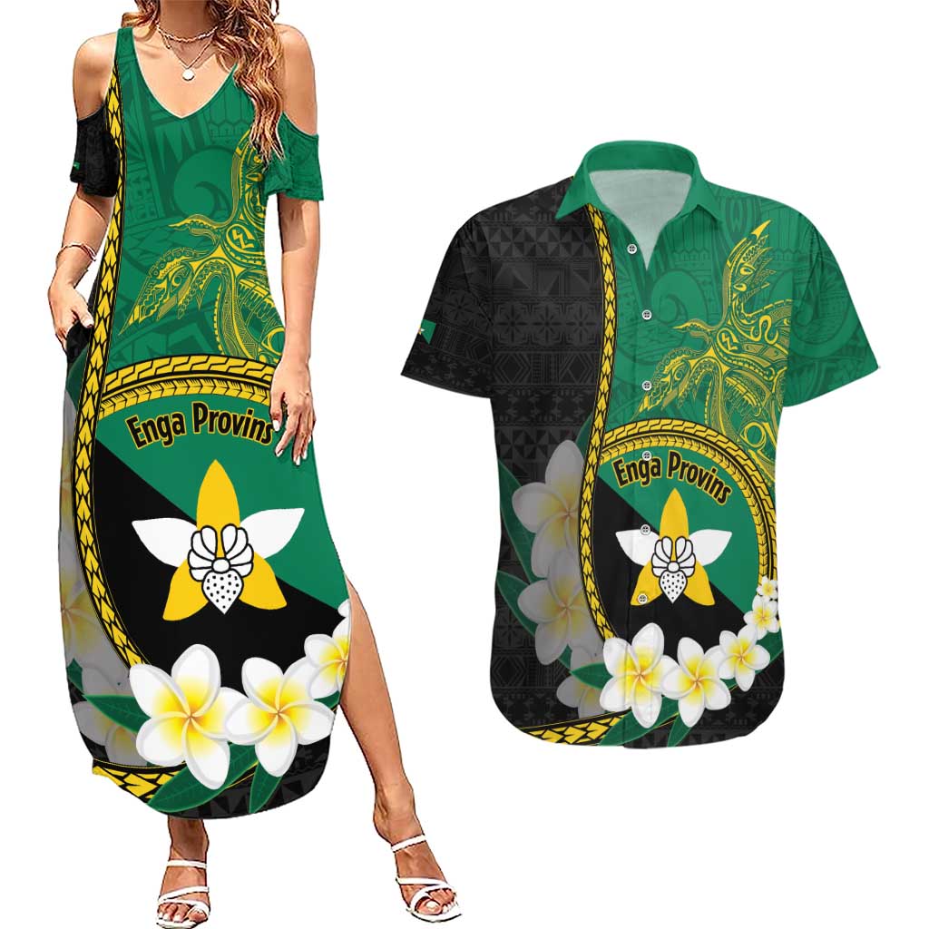 Personalised PNG Enga Provins Couples Matching Summer Maxi Dress and Hawaiian Shirt Papua New Guinea Plumeria Melanesian Pattern - Aussie Hoodie