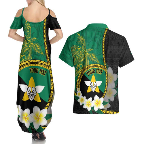 Personalised PNG Enga Provins Couples Matching Summer Maxi Dress and Hawaiian Shirt Papua New Guinea Plumeria Melanesian Pattern - Aussie Hoodie