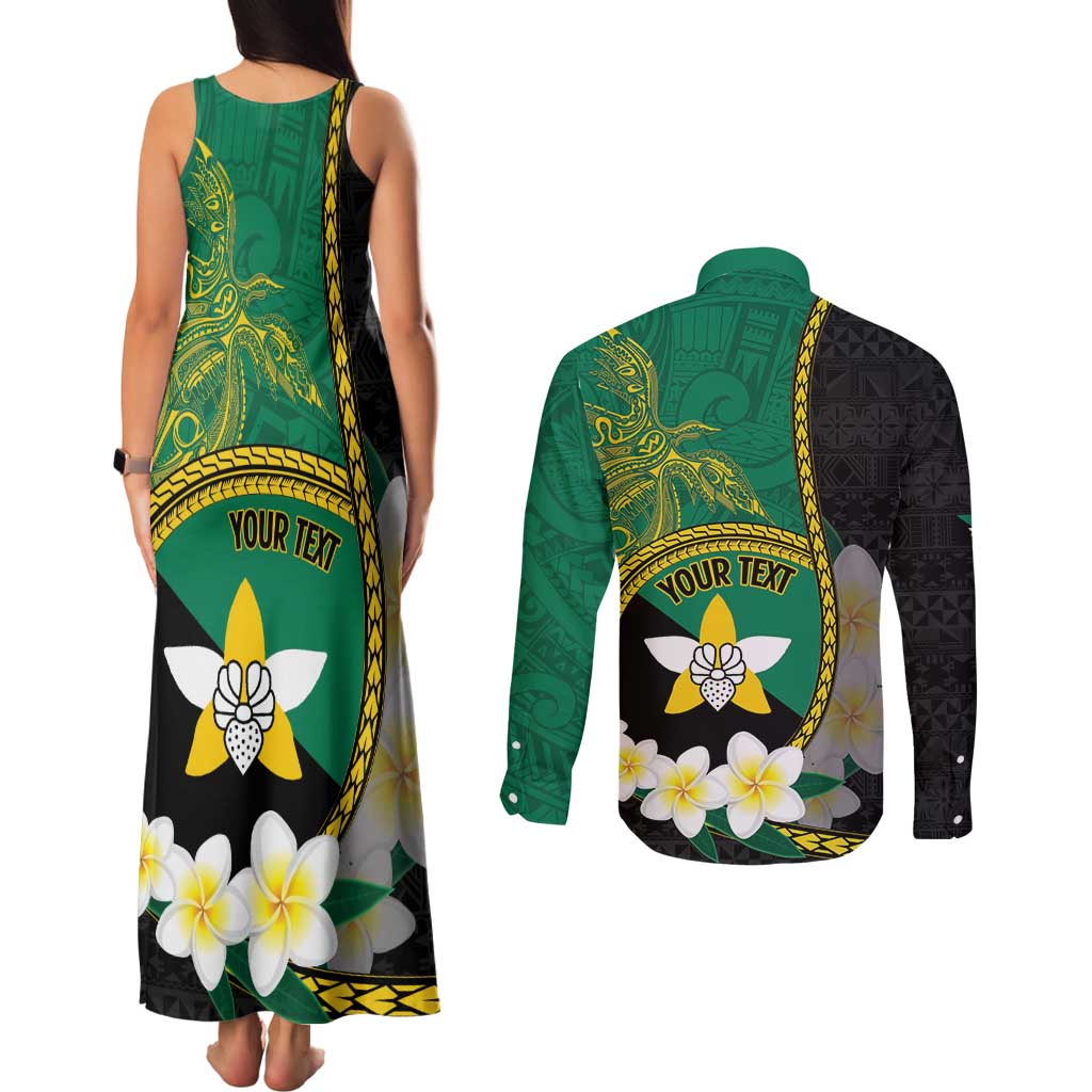 Personalised PNG Enga Provins Couples Matching Tank Maxi Dress and Long Sleeve Button Shirt Papua New Guinea Plumeria Melanesian Pattern - Aussie Hoodie