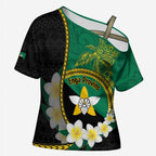 Personalised PNG Enga Provins Cross Shoulder Shirt Papua New Guinea Plumeria Melanesian Pattern - Aussie Hoodie