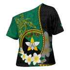 Personalised PNG Enga Provins Cross Shoulder Shirt Papua New Guinea Plumeria Melanesian Pattern - Aussie Hoodie