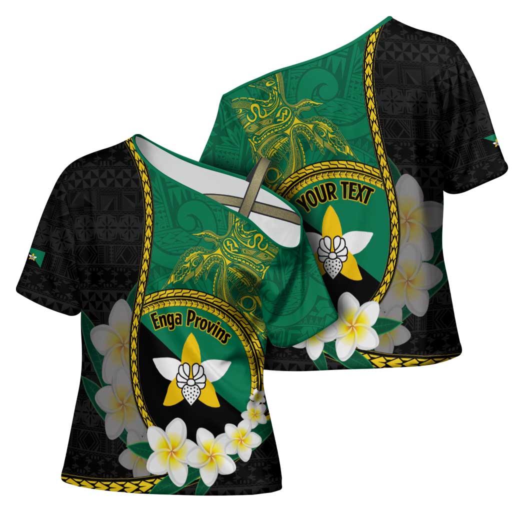 Personalised PNG Enga Provins Cross Shoulder Shirt Papua New Guinea Plumeria Melanesian Pattern - Aussie Hoodie