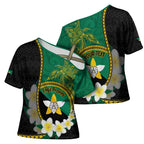 Personalised PNG Enga Provins Cross Shoulder Shirt Papua New Guinea Plumeria Melanesian Pattern - Aussie Hoodie