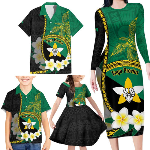 Personalised PNG Enga Provins Family Matching Long Sleeve Bodycon Dress and Hawaiian Shirt Papua New Guinea Plumeria Melanesian Pattern - Aussie Hoodie