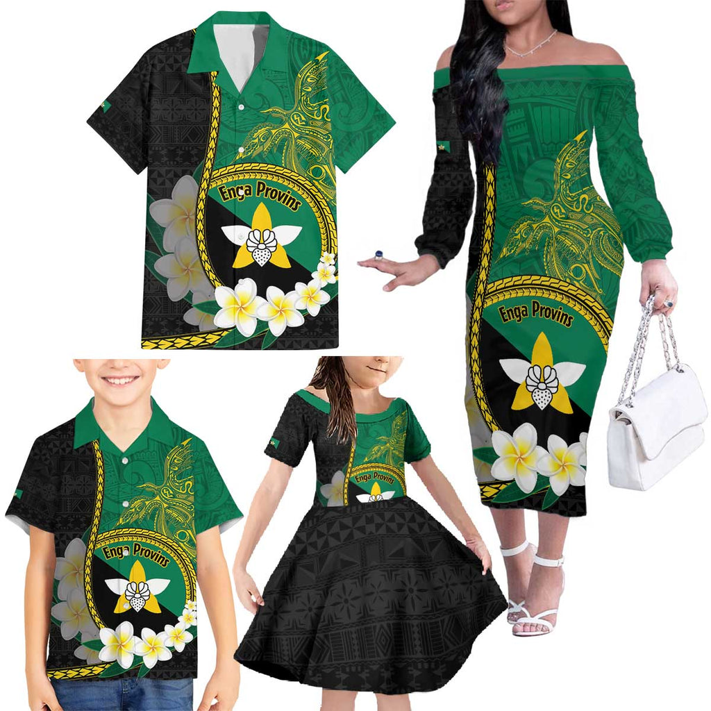 Personalised PNG Enga Provins Family Matching Off The Shoulder Long Sleeve Dress and Hawaiian Shirt Papua New Guinea Plumeria Melanesian Pattern - Aussie Hoodie