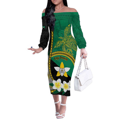 Personalised PNG Enga Provins Family Matching Off The Shoulder Long Sleeve Dress and Hawaiian Shirt Papua New Guinea Plumeria Melanesian Pattern - Aussie Hoodie
