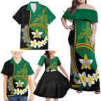 Personalised PNG Enga Provins Family Matching Off Shoulder Maxi Dress and Hawaiian Shirt Papua New Guinea Plumeria Melanesian Pattern - Aussie Hoodie